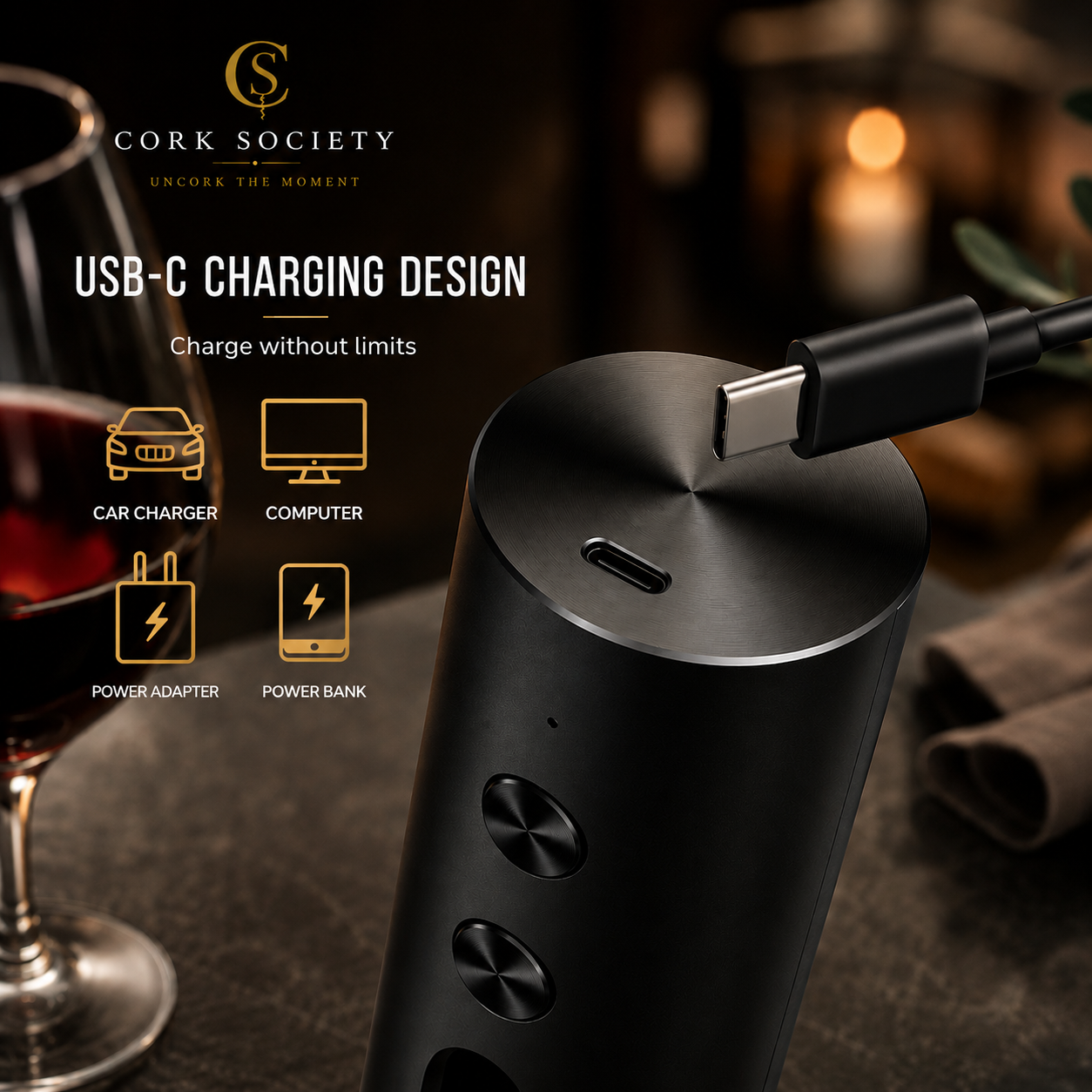 Cork Society Uncork™ Rechargeable Electric Wine Opener